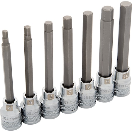Dynamic Tools 3/8" Drive 7 Piece Metric, Long Hex Socket Set, 4mm - 10mm D010017